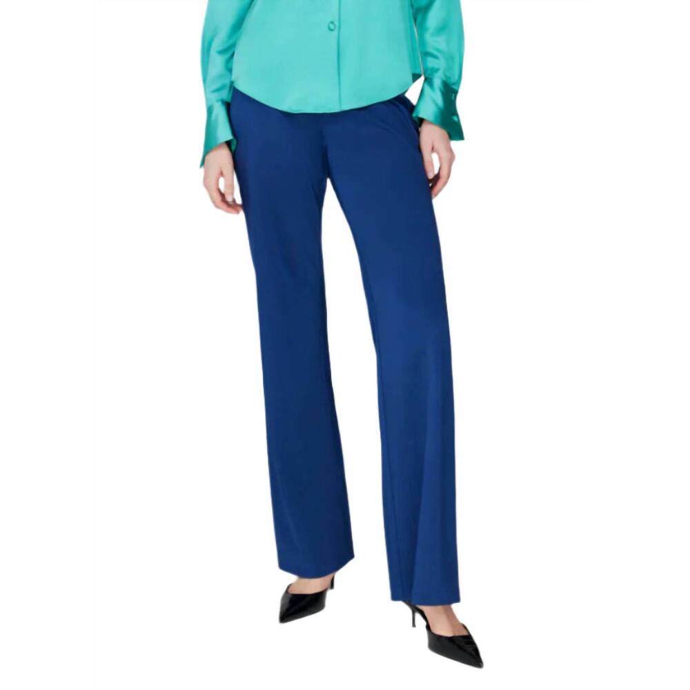 NEW MI JONG LEE matte jersey straight pant in blue thistle